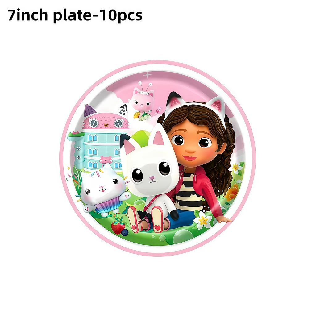 Gabby Dollhouse Birthday Decoration Gabby Disposable Dishes For Parties Girls Boys Favors Baby Shower Supplies Child Party Decor