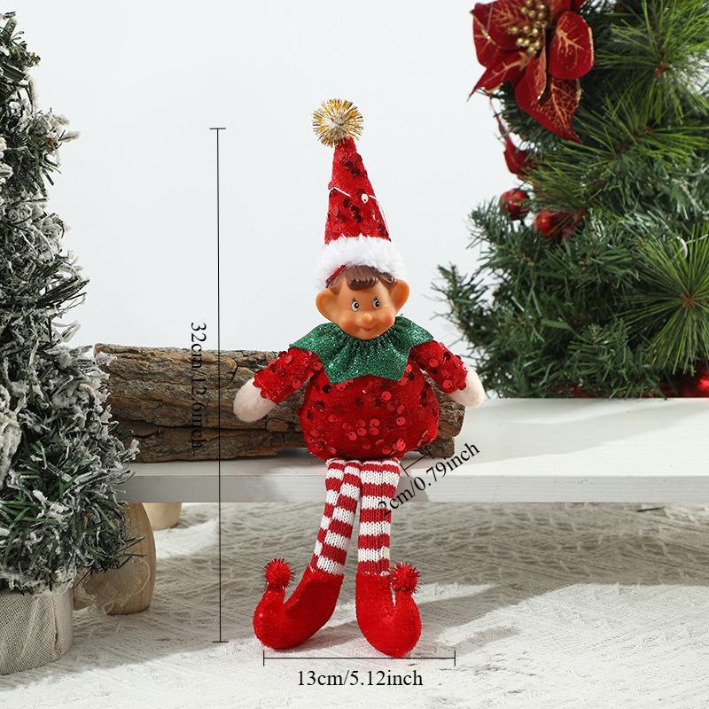 1pcs Christmas Elf Plush Doll Fabric Christmas Tree Hanging Ornament for Kids Window Hotel Decoration Desktop Decoration