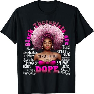 Schwarze Therapeutin Psychische Gesundheit Heilerin Floral Afro Schwarze Königin T-Shirt
