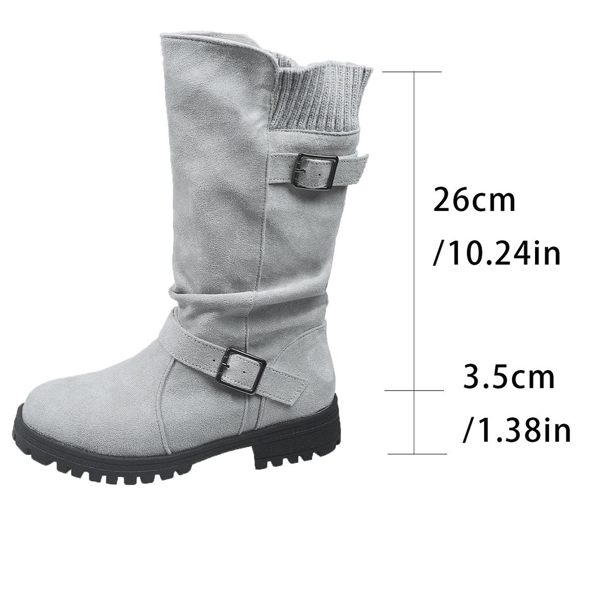 Autumn and Winter Korean Fashion Comfortable Women s Boots Mid Top Boots Thick Bottom Mid Heel Western Cowboy Boots Wholesale 36 серый 3180₽