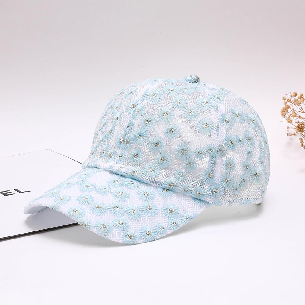 Versatile Lace Sequin Embroidered Baseball Cap with Hollow Duckbill for Street Fashion