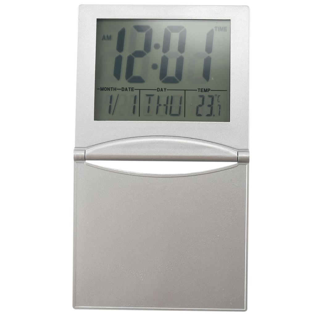 ABIY Mini Travel Alarm Clock, Digital LCD Display Desk Foldable Clocks With Snooze Backlight Temperature Date Timer 12/24Hr