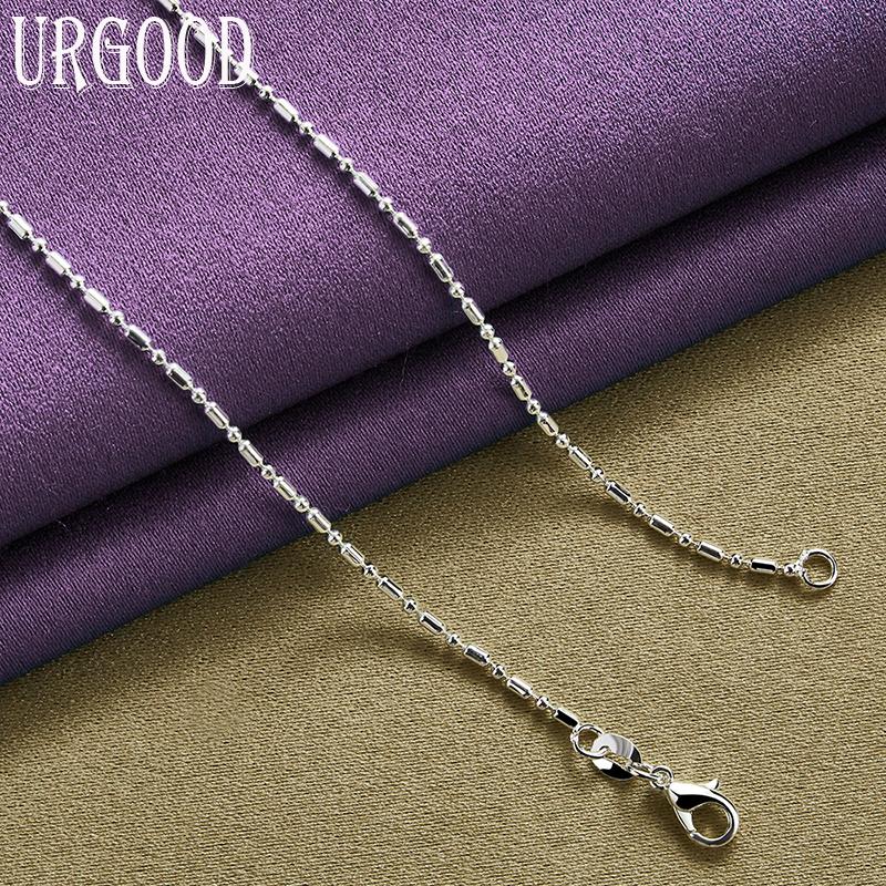 925 Sterling Silver Bamboo Chain Necklace 45cm Wedding Fashion Jewelry