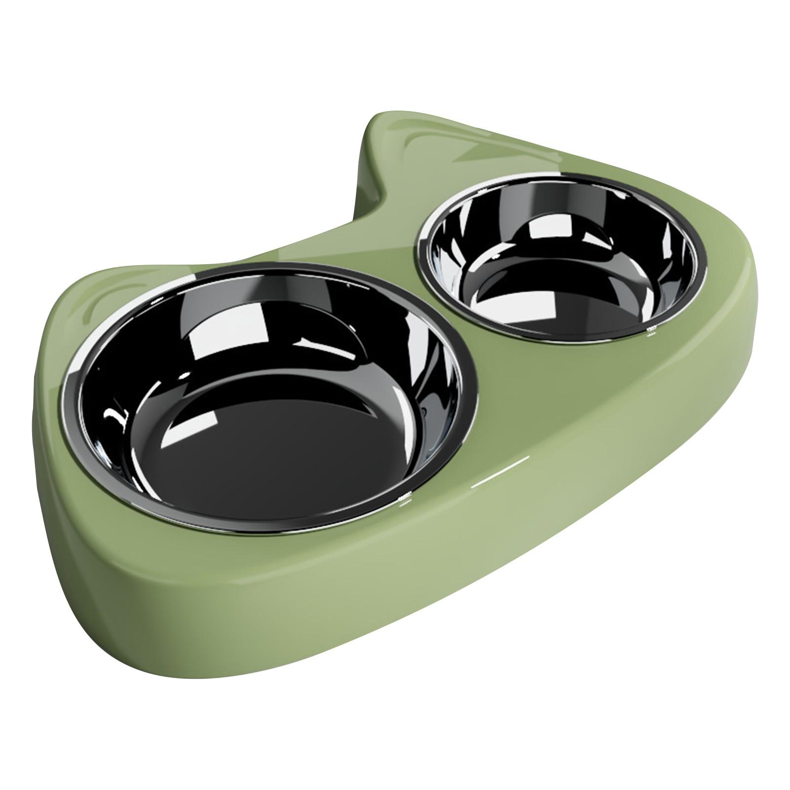 

Милые миски для кошек, живущих в помещении, небольшой двойной набор мисок для еды и воды для кошек с 2 станциями кормления домашних животных из нержавеющей стали, миски для мокрых One Size зелёный