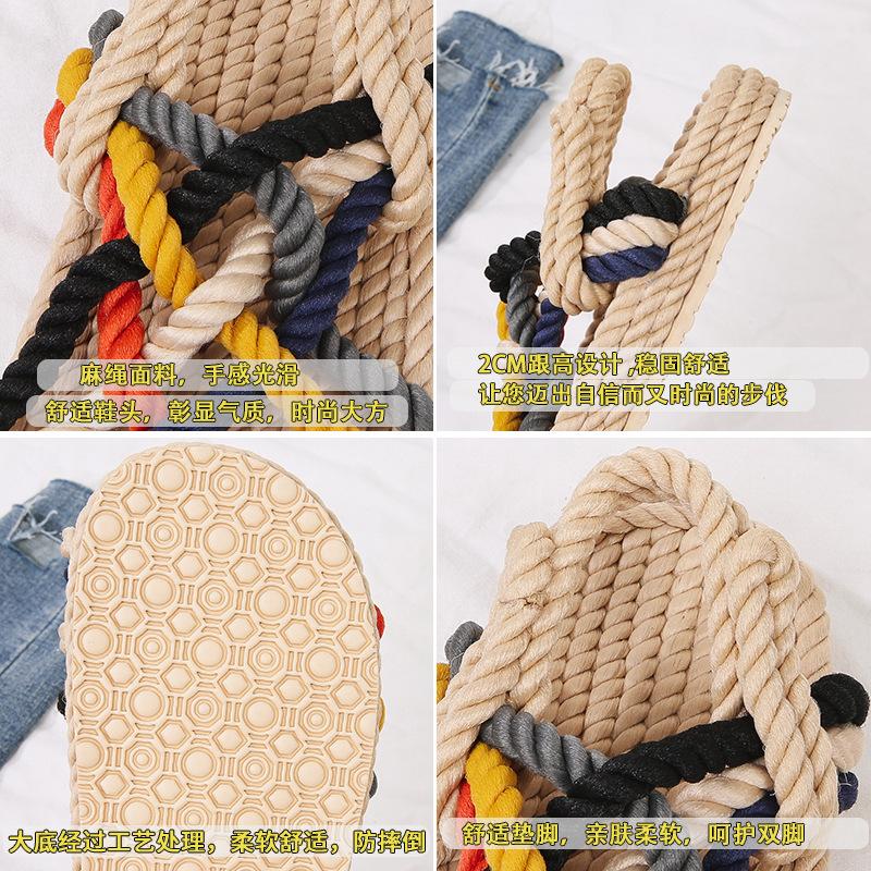 Sandals Women's Hemp Rope Weaving 2025 Summer New Handmade Straw Shoes Internet Celebrities Versatile Wear Roman Beach Sandals Women