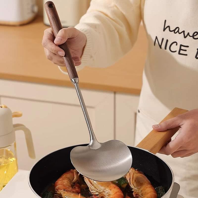 Stainless Steel Long Handle Mushroom Spatula and Soup Ladle 