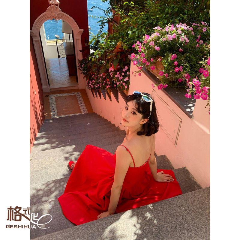 

Тяжелая промышленность Рыбий скелет Талия Труба Топ Юбка на бретелях Съемный плечевой ремень Ярко-красное платье на день рождения Праздничная фотосессия Пляжное платье Red Suspenders 160/84A