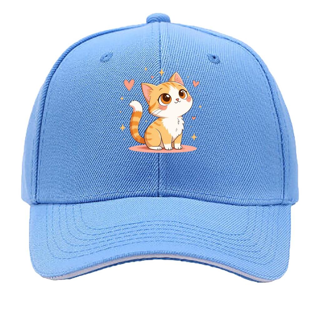 Cute Orange White Kitten Heart Stars Cartoon Sandwich Baseball Cap Unisex Women Sun Cap Outdoor Workouts Hat