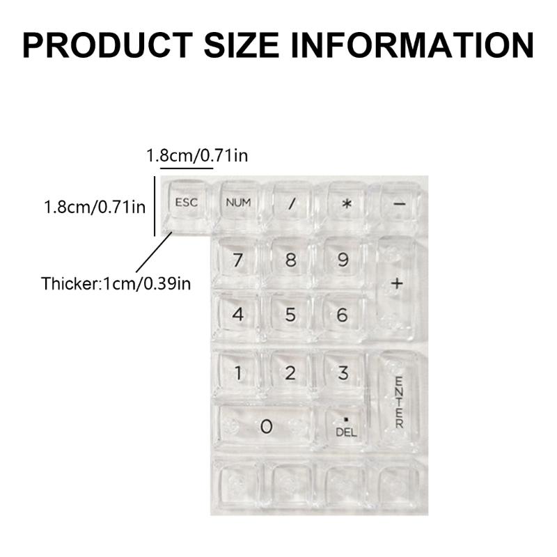 22Piece Ice Effect Light Through Keycaps for Number Pads Easy Install MX Keycap Upgrade Typing Experience