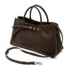 Genuine Leather: Niche Hand-held Women's Bag, Retro and Simple Belt Buckle Briefcase, Single-shoulder Crossbody Bag