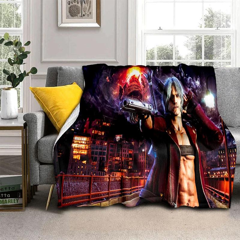 3D DMC Game D-Devil May Cry Gamer Blanket,Soft Throw Blanket for Home Bedroom Bed Sofa Picnic Travel Office Cover Blanket Kids