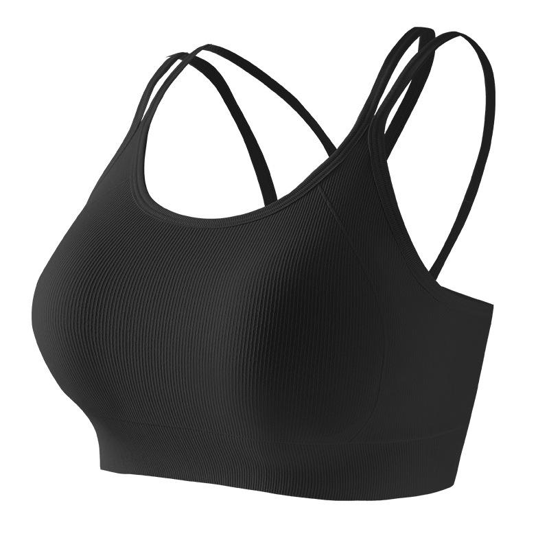 Women's Anti-shock Gathered One-piece Yoga Fixed Cup Running Fitness Cross Thin Straps Back Beautiful Sports Underwear