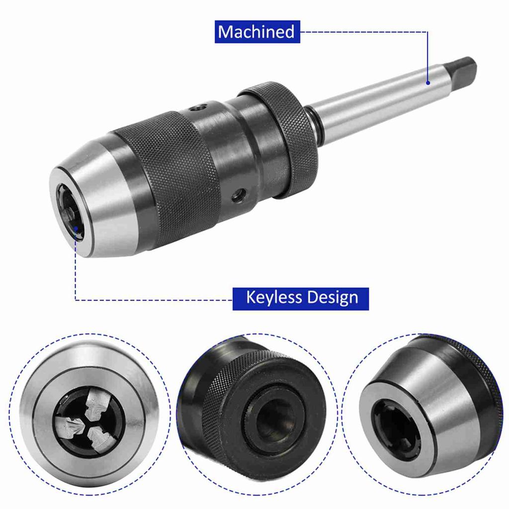 Geevorks Heavy-duty Self-tightening Drill Chuck with Handle Integrated   Keyless Chuck MT-B16 1-16mm Clamping Range B16 MT2 Self-Tighten fo