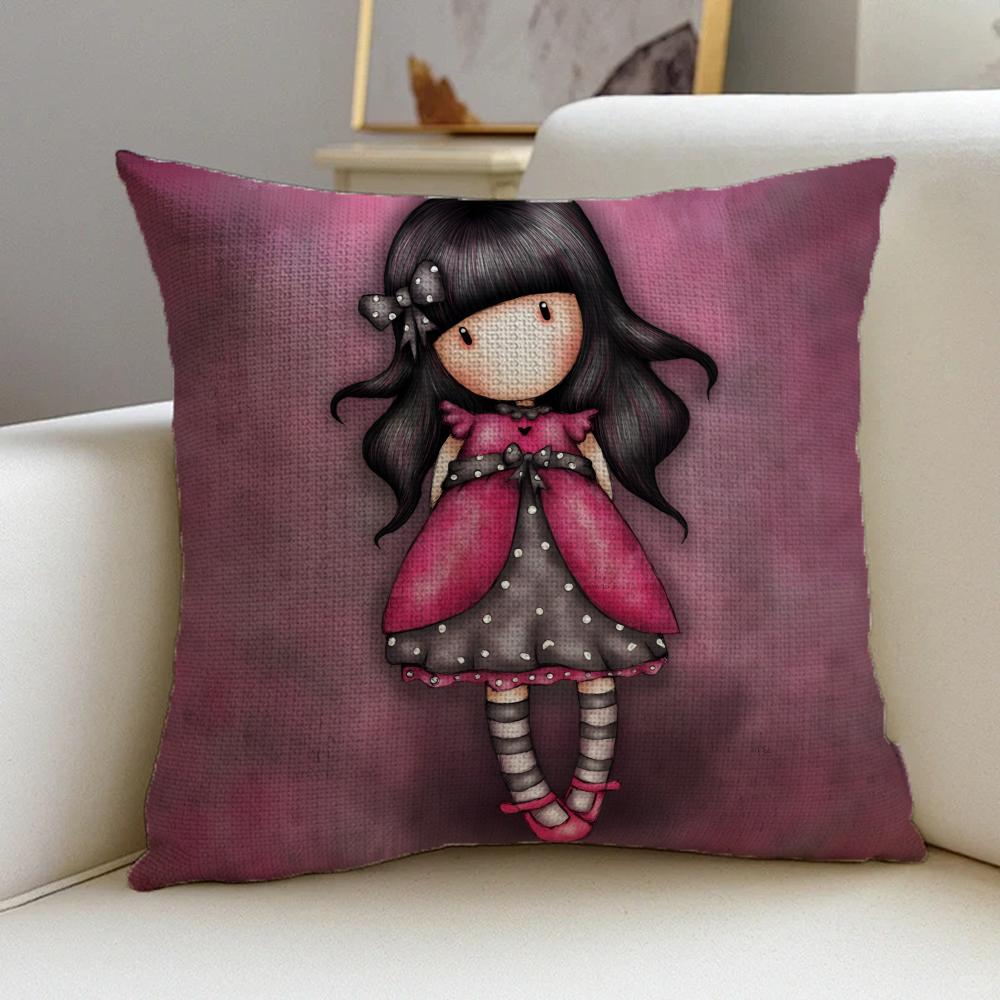 S-Santoro Gorjuss Cushion Cover Cushion Cover Pillowcase, Anti-Mite Invisible Zipper, Linen Sofa Cushion