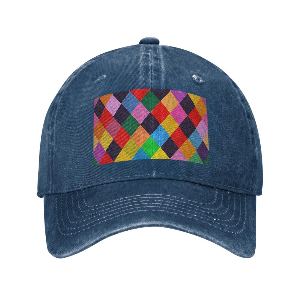 Mardi Gras Harlequin Plaid playing cards Rhombi Denim Cap Casual Baseball Caps Adjustable Hat Summer Unisex Baseball Hats