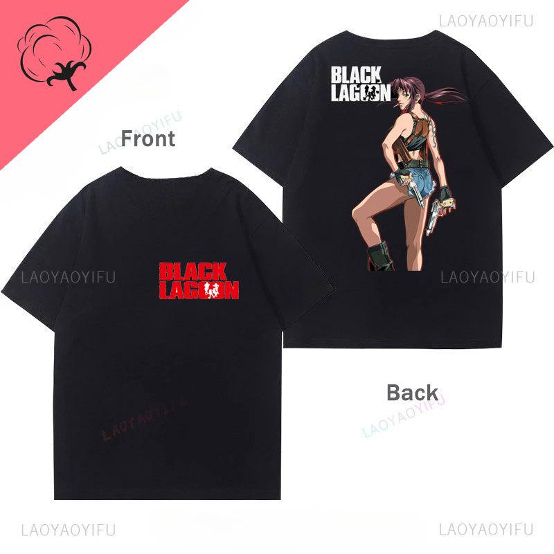 Black Lagoon Unisex TShirt Japanese Comic Two Sided Printed Tee Camisa Oneck Cotton Graphic T Shirts Vintage Hot Anime Unisex Ops