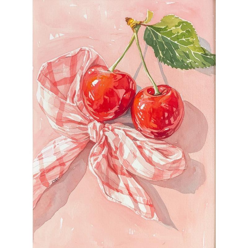 Pastel Strawberry Basket Watercolor Poster Cake Desserts Canvas Painting Trendy Wall Art Girly Kitchen Room Home Decor Mural