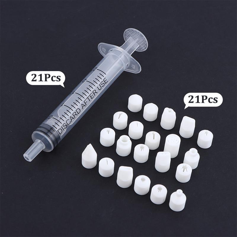 19/21Pcs Set Mini Nozzle For Pottery Clay Dessert Food Toy Milk Cream Clay Diy Miniature Cake Dessert Piping Tip Clay Ceramic