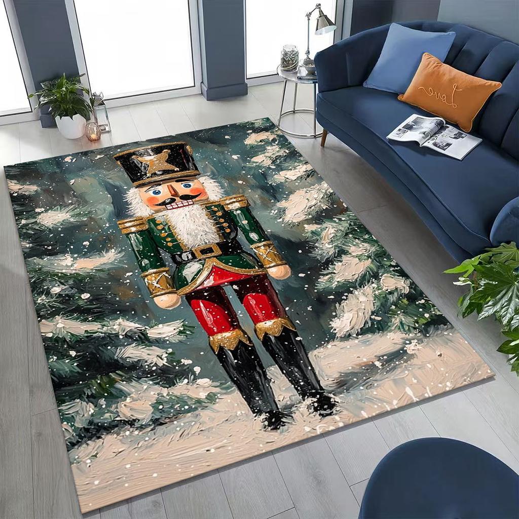 2026 New Nutcracker Merry Christmas Tree Cartoon Puppet Gift Carpet Rug for Bedroom Living Room Sofa Home Doormat Decor,Non-slip