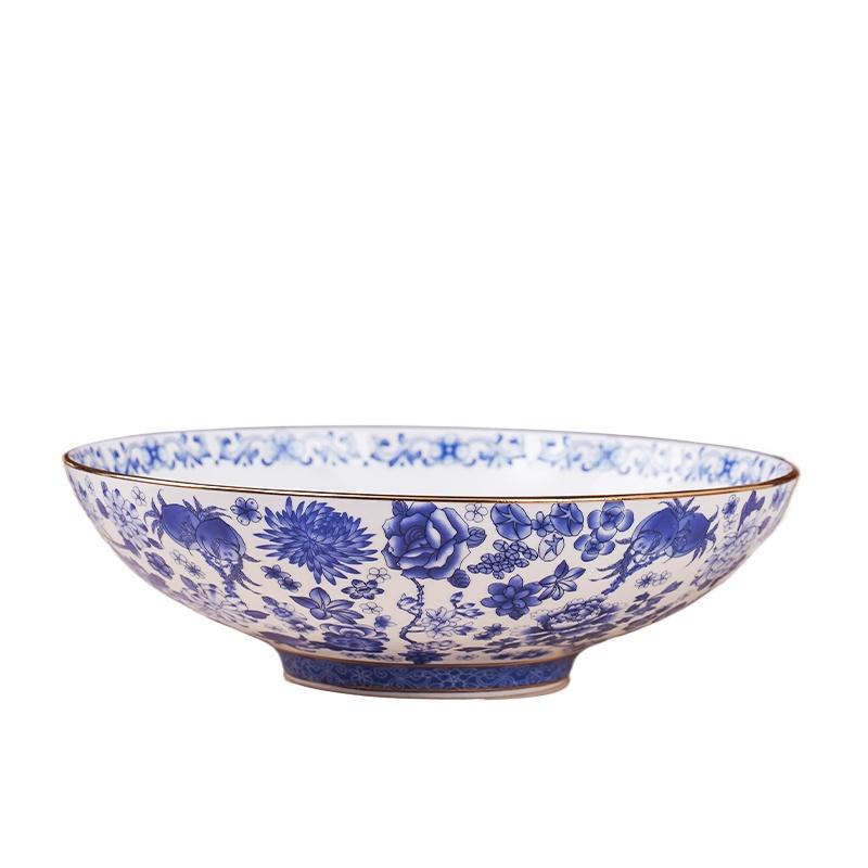 1 szt. Pałacowe stylowe emaliowane naczynia ceramiczne miski 8 cali, złote obramowanie retro miski miski na makaron do kuchni restauracyjnej