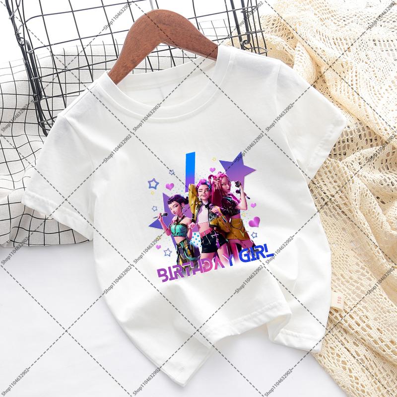 Kpop Demon Hunters Children T-shirts Birthday Party Tee Cotton Short Sleeves Anime Graphic Print T-shirt Boys Girls Fashion Tops
