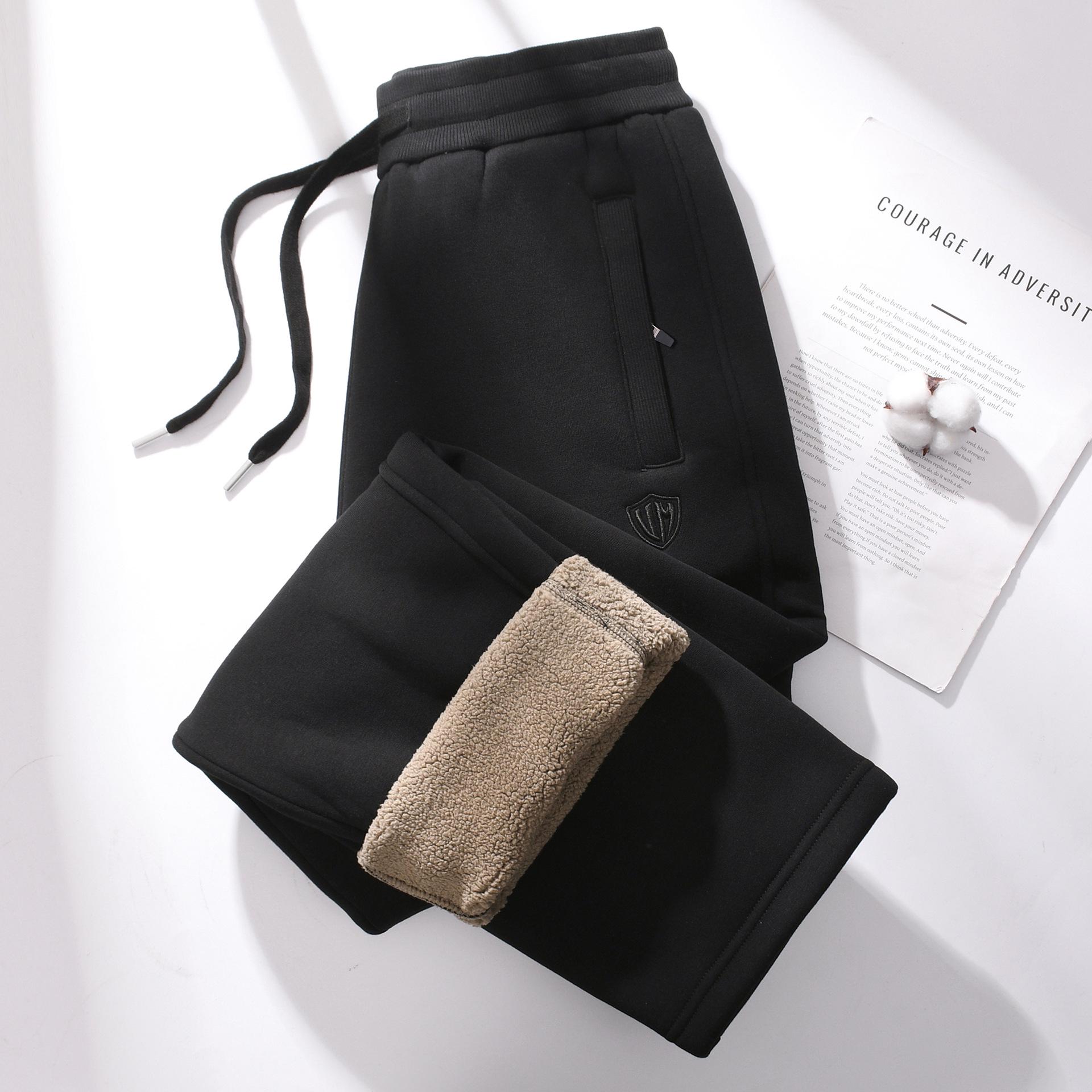 

Women s Winter 2025 Deep Gray Lambswool-Lined Thick Sweatpants: Straight-Leg Warm Outerwear S чёрный
