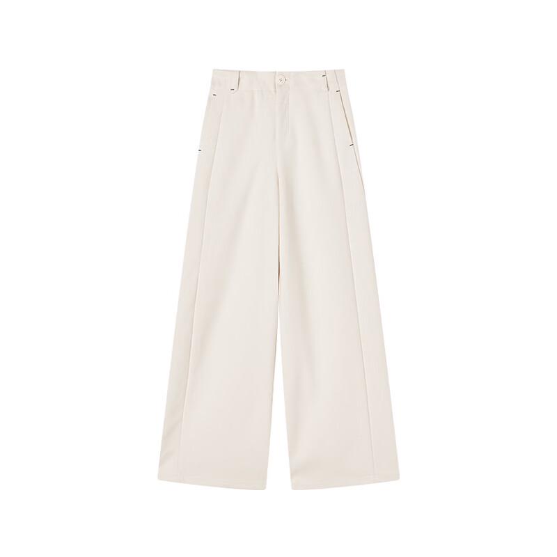 Xiangying Women's High-Waist Drape Wool-Blend Straight-Leg Pants