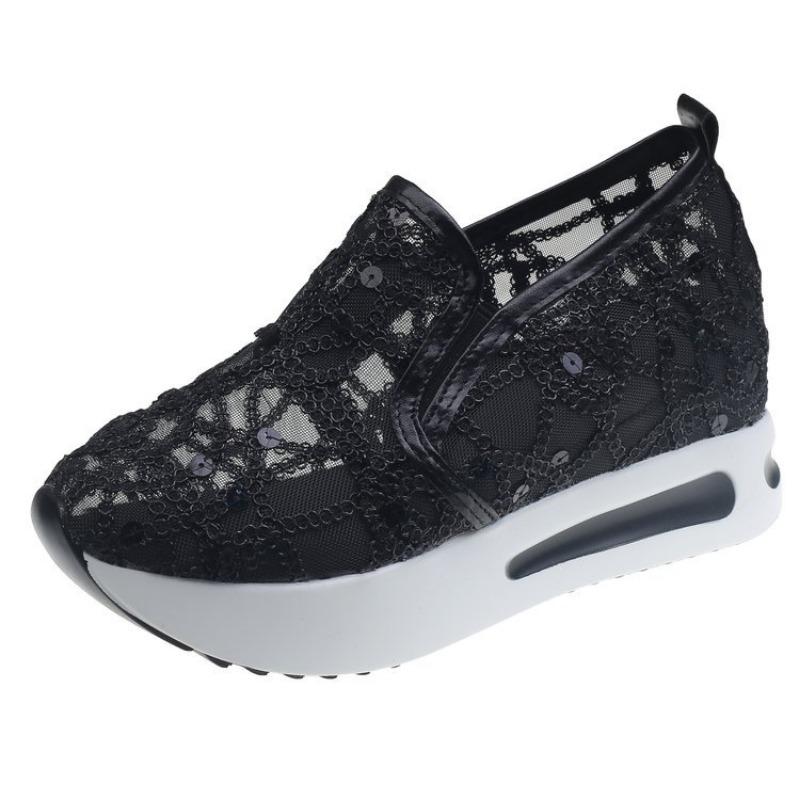 Large size mesh casual single shoes women's summer breathable sequins sports casual sandals