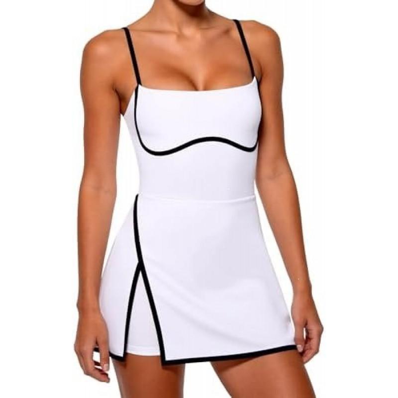 Womens Sporty Two-Piece Style Running Skort With Built-in Shorts Tennis Gym Workout