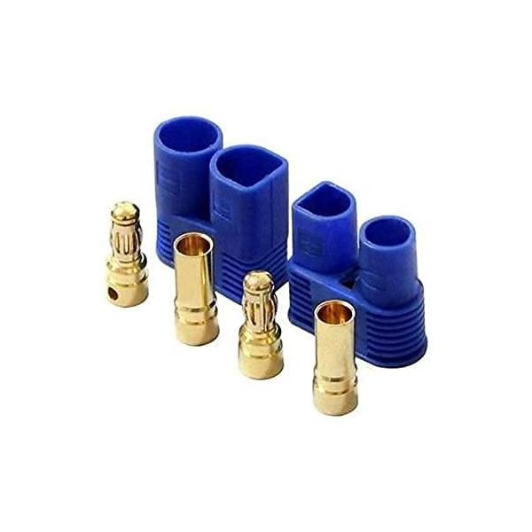 High-Quality EC3 Connectors – 5 Pairs Male-Female | For LiPo RC Batteries | Compatible with RC Helicopters, Car Stereos | Blue Plastic