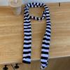 Y2k Style Stripe Scarf Women Girls Goth Punk Long Knitted Scarves Fashion Lady Clothes Decorate Scarf 2024 New Neckerchief