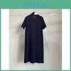 Summer Polyester Fabric Straight Dress With Bow Tie For Women