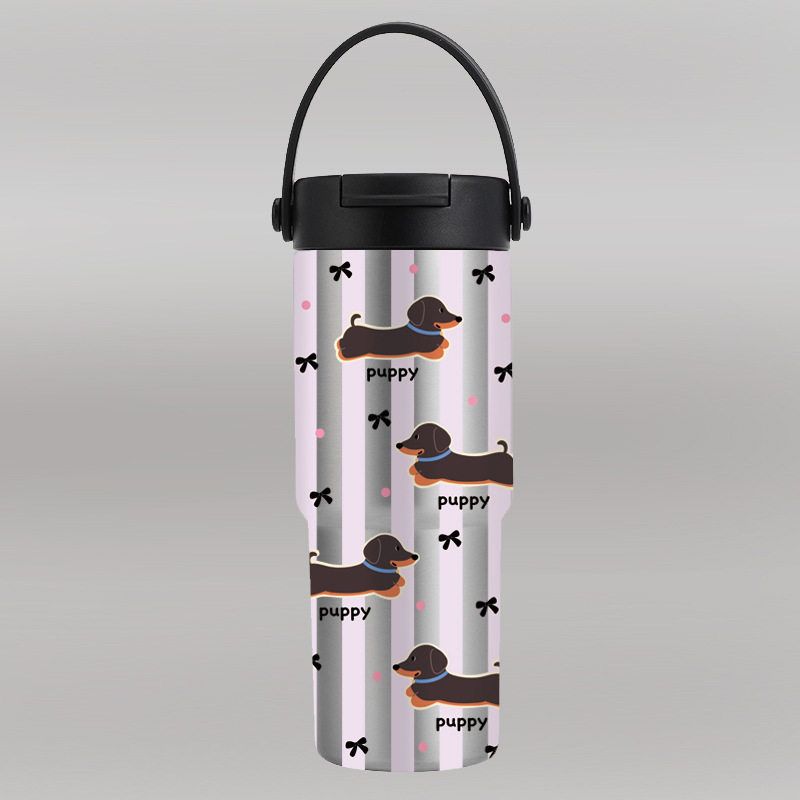 Ceramic Inner Coffee Cup with Handle, Large Capacity Thermos Cup, Portable Car-Mounted 30oz Car Ice Cup