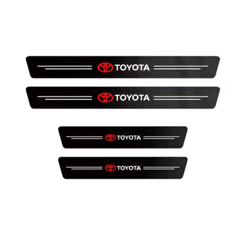 Carbon fiber protective stickers for car door sill side anti step bumpers For Toyota Hilux Aygo Yaris Ractis Corolla Camry CHR