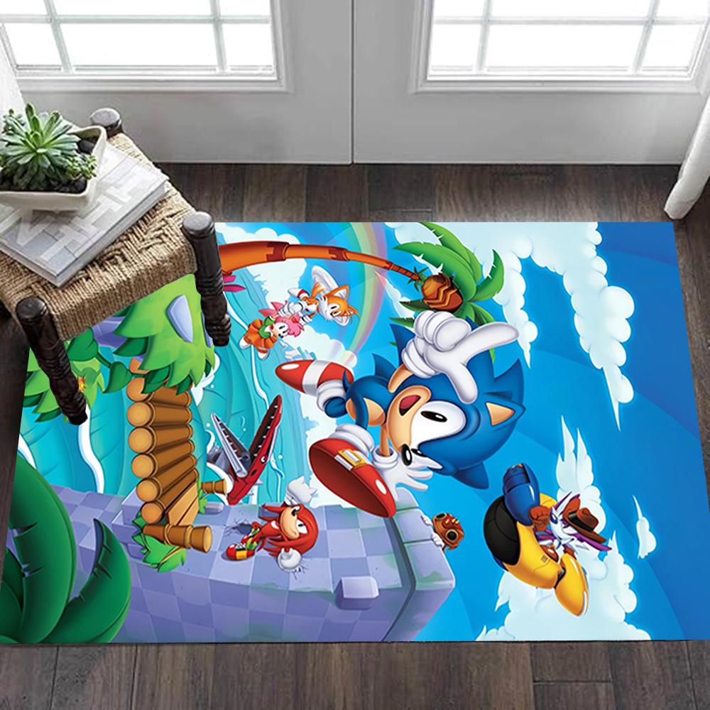 Sonic The Hedgehog Adventure Poster Decoration,Carpet,Living Room,Bedroom, Non-slip,Square rug