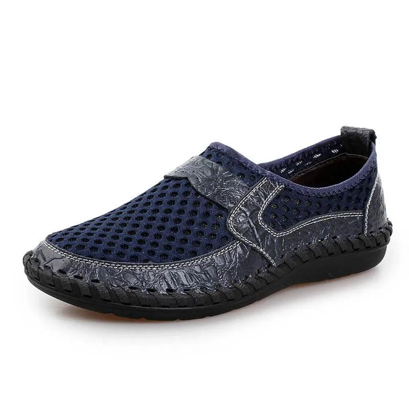 2025 Summer Shoes Men Loafers Mesh Breathable Flat Non-slip Mens Casual Shoes Brand Footwear Plus Size 46 Black Green Blue