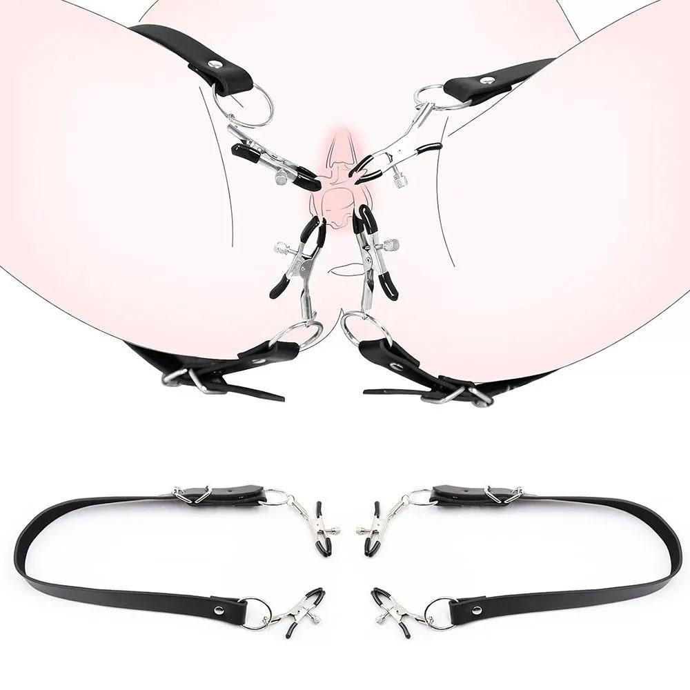 Nastavitelné BDSM Bondage sady Split Pussy klipy BDSM Hrací vybavení Hračky pro dospělé pro páry