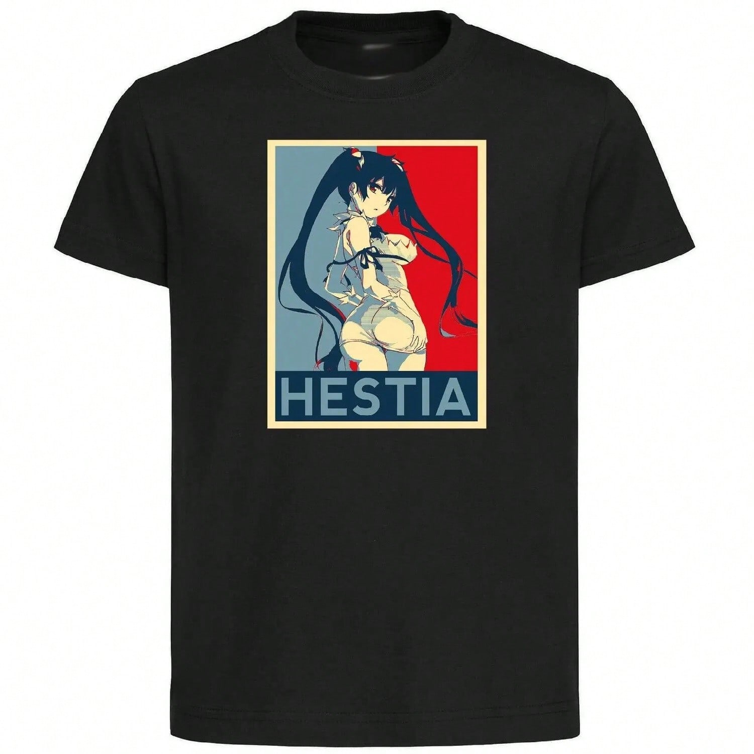 Black T-Shirt - Danmachi Propaganda - Hestia- Unisex Clothing S