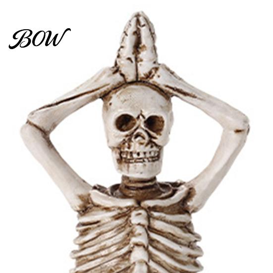 Dark Theme Halloween Decor Yoga Skeleton Statue, Funny Dead Figure for Party Decor, Creative Pose Skull Design Resin Gothic Ornament Haunted