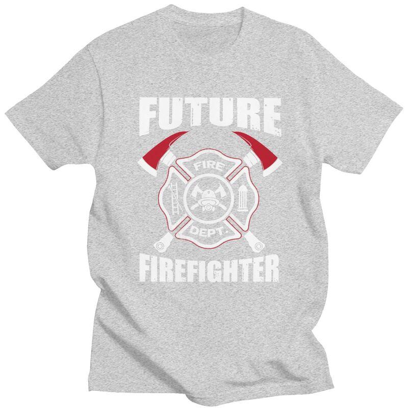 Custom Future Firefighter Tshirts for Men Short Sleeves Casual T Shirt Fire Rescue Fireman Tshirts Slim Fit Pure Cotton Tees