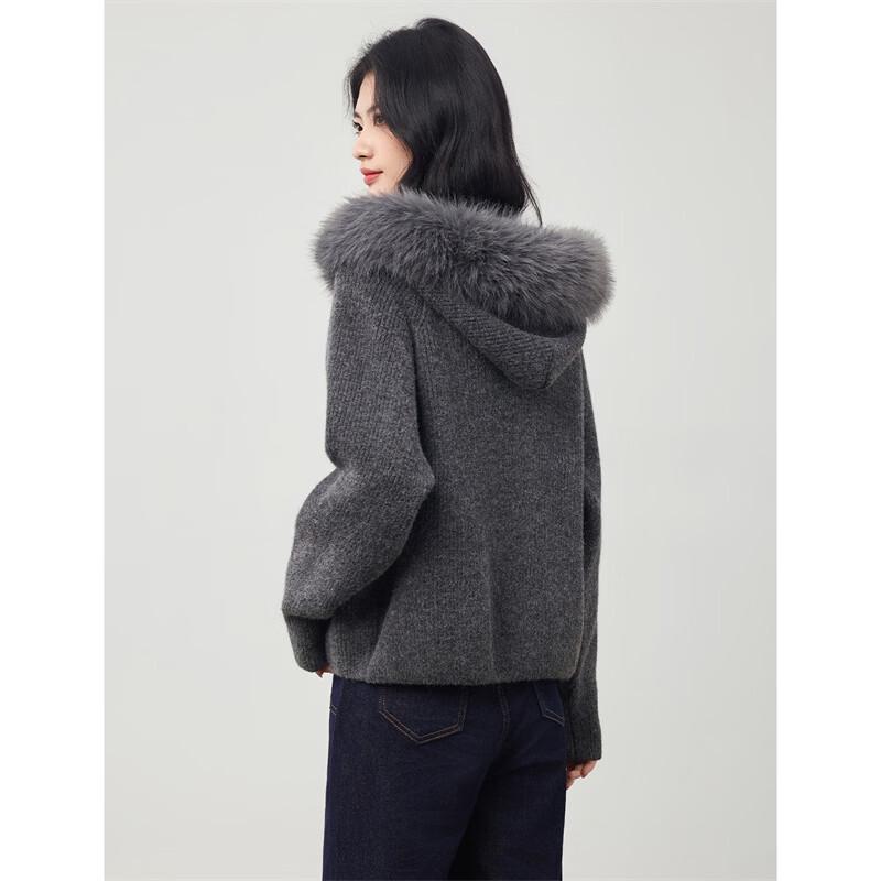 Women's Faux Fur Collar Knitted Cardigan