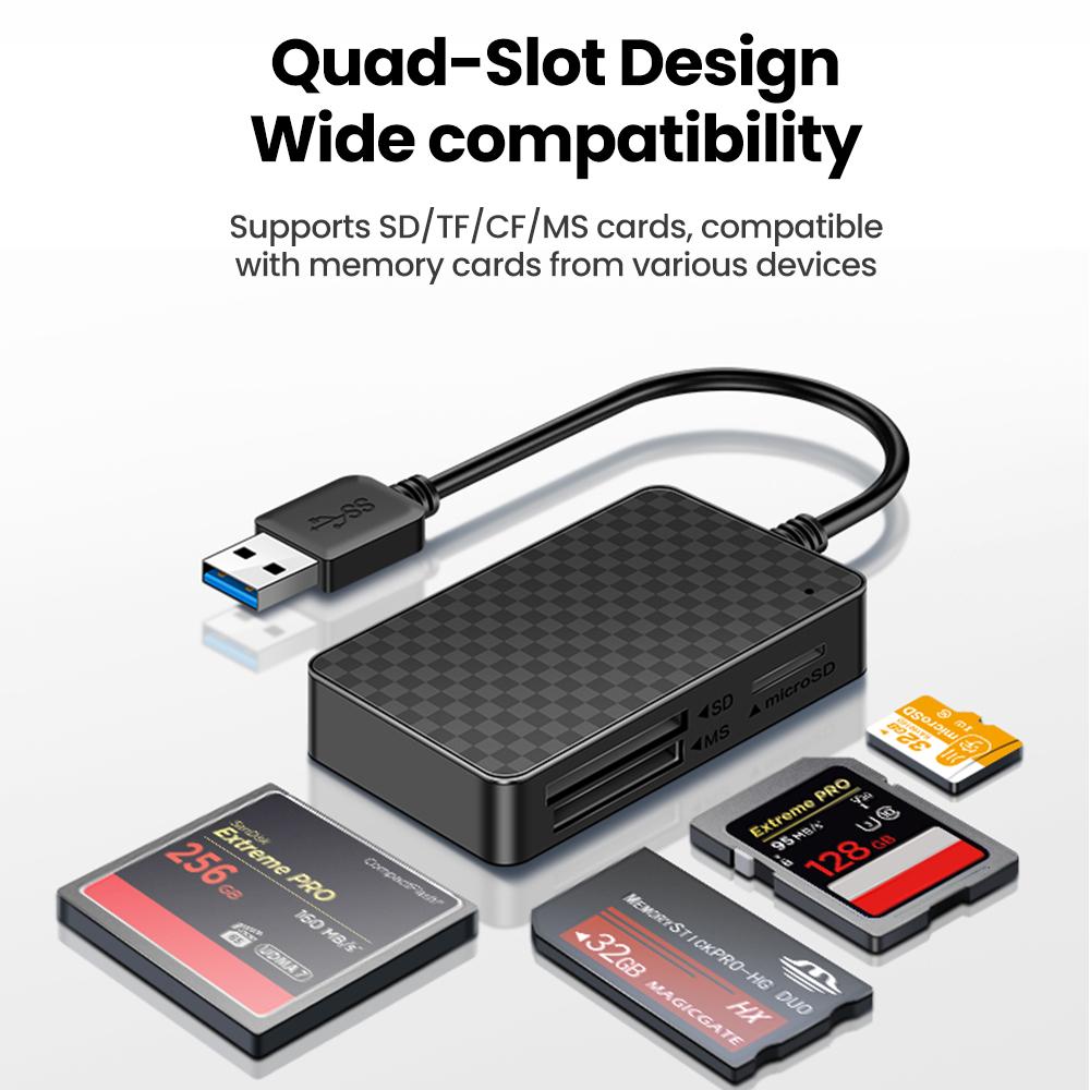 4-in-1 Multifunction Card Reader USB3.0 High Speed Smart Memory Card Reading for Memory Stick CF MS SD TF Card Reader