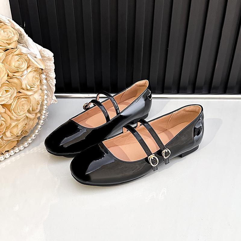 Mary Jane Shoes for Women Square Toe Flats Dressy Ballet Flat Mary Jane Flats with Buckle Strap Comfortable Slip On Casual Shoes Women s Flat Shoes 35 чёрный