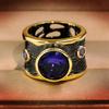 Hot European and N Purple Stone Jewelry with Black Gold Plated Zircon Ring