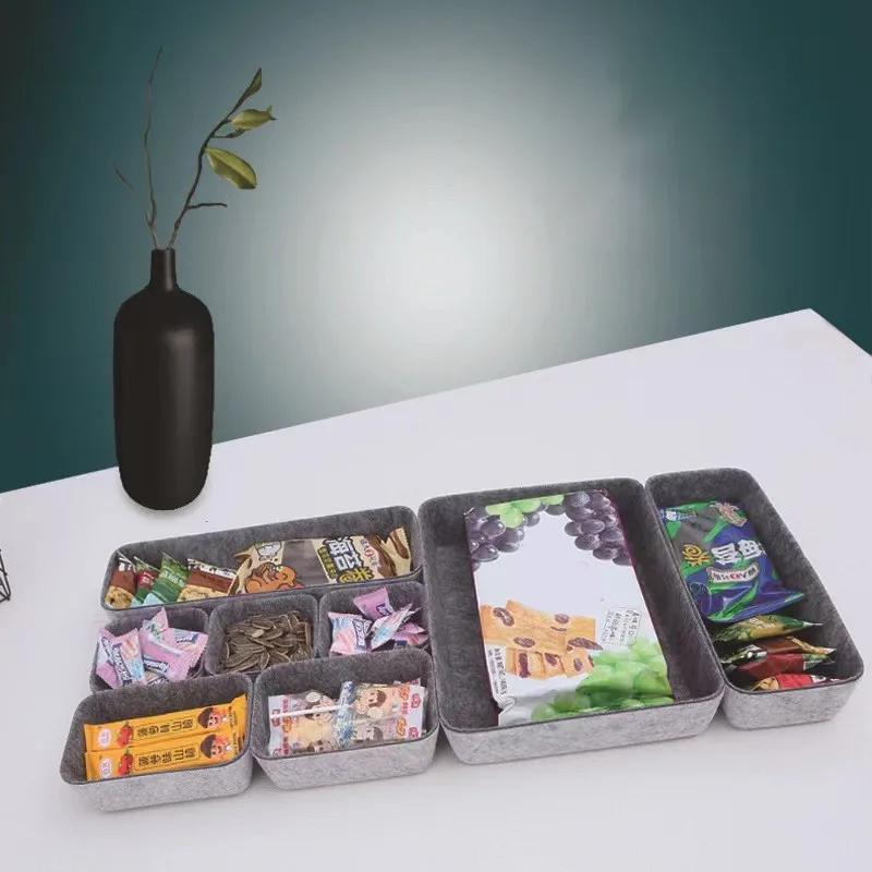 8Piece Seamless Felt Organizer Box Set Multipurpose Desktop Storage Bin For Stationery Crafts And Home Accessories