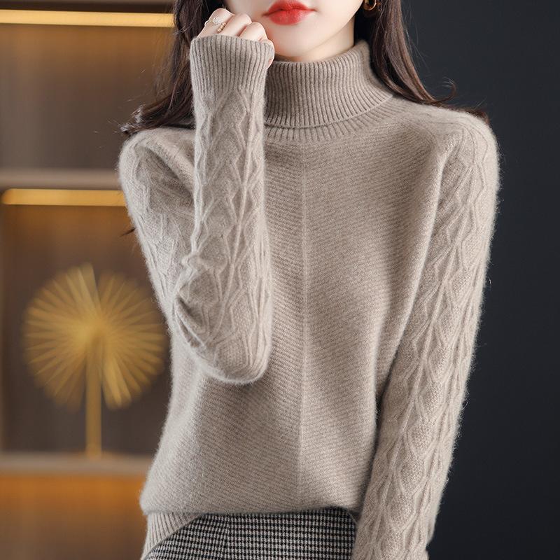 Autumn and winter new turtleneck sweater women's loose thickened lazy style fashion versatile knitted bottoming shirt women