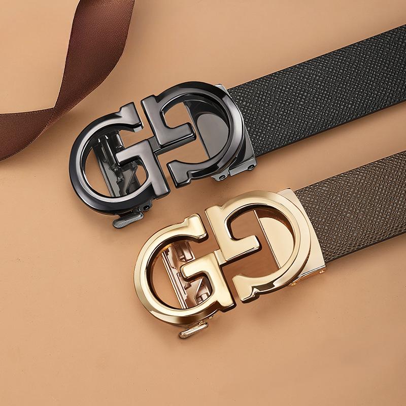 Men's Belt Automatic Buckle Selection Cowhide Fashion Genuine Leather Belt Men Middle Aged and Young Casual Business Trend Belt Men