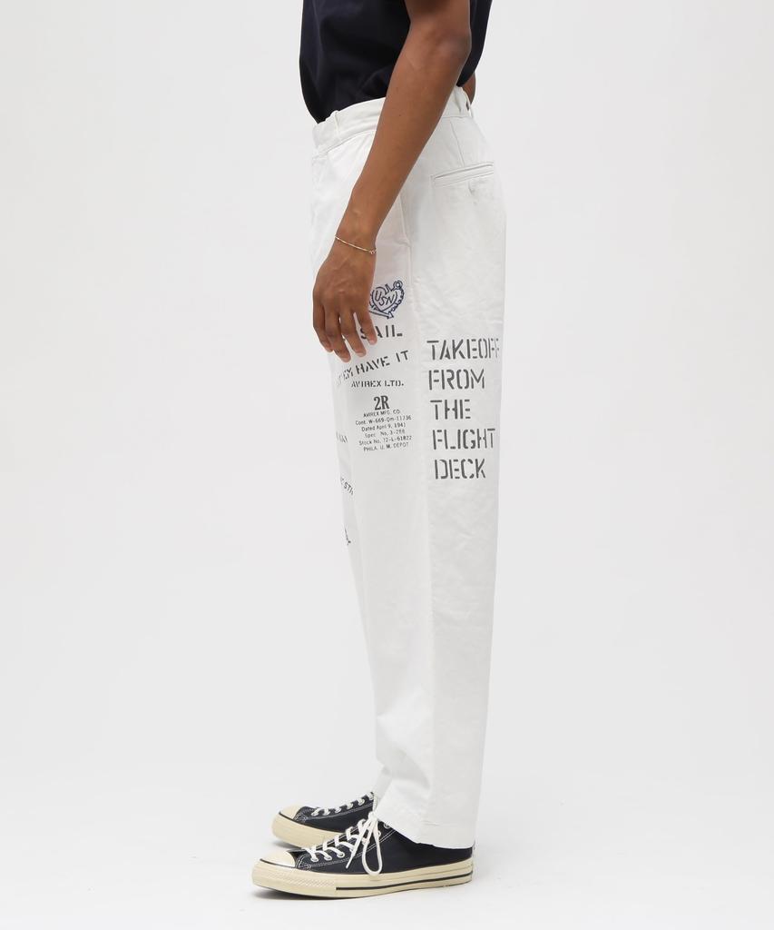 Avirex Aged Look Stencil Chino Pants/trousers/bottoms Men's Xl Size 033 Off White 783-6110012