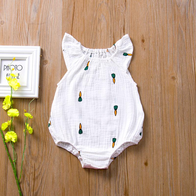 H1208 Summer Infant Ruffle Jumpsuit - Cartoon Print Baby Romper