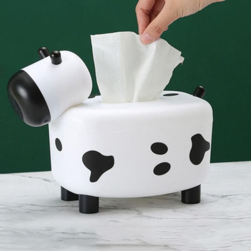 Creative  Cute 2 in 1 Cow Tissue Box Toothpick Boxes Holder Dispenser Wipes Case Container Car Napkin Holder Box